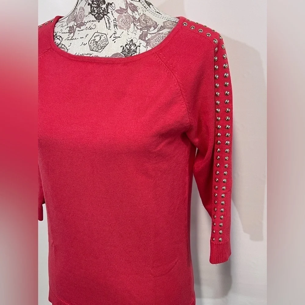 COPY - CARMEN MARC VALVO Poppy red 3/4 sleeve top size M - Picture 2 of 12